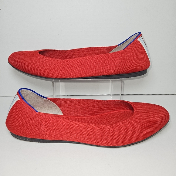 Rothy's The Square Flats Cardinal Red Knit Slip On Flats Women Size 8.5 Striped - Picture 5 of 10